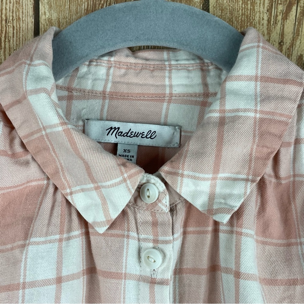 Madewell Central Long Sleeve Button Down Shirt in Pink Danville Plaid size xs - Picture 8 of 16